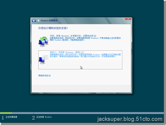 点击自定义：仅安装Windows(高级)