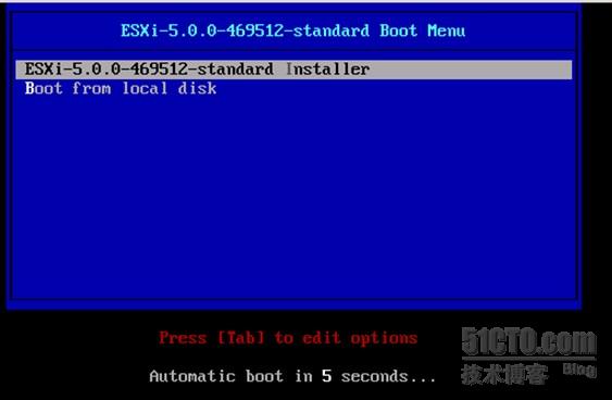 用VMWARE ESXi5光盘引导启动后，会自加载安装向导