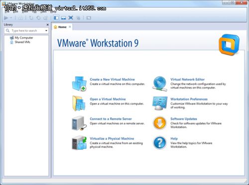 VMware Workstation的主界面为用户提供了大量常见操作任务的快捷方式。但需要注意的是，像对物理设备进行虚拟化这样的功能只能通过外部产品实现。